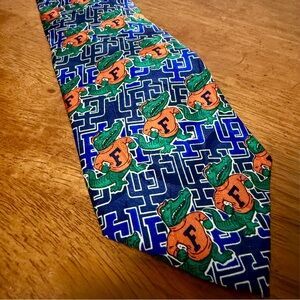 VINTAGE Florida Gators 100% SILK Tie Ralph Marlin Alligator F Logo NCAA Fanwear